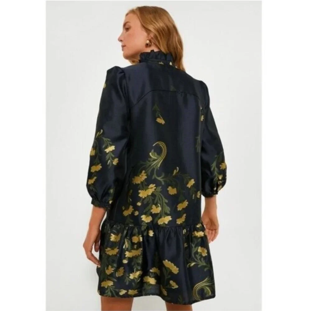 Tuckernuck | NEW Navy Jasmine Vine Jacquard Formal Palmerston Dress Size M - Picture 4 of 10